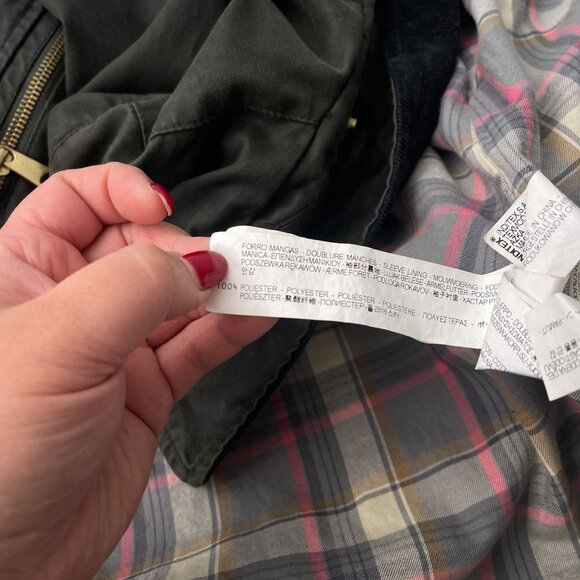 Zara Trafaluc Parka Oversized Overcoat Jacket Corduroy Zip Pocket Olive Green XL - Picture 7 of 10